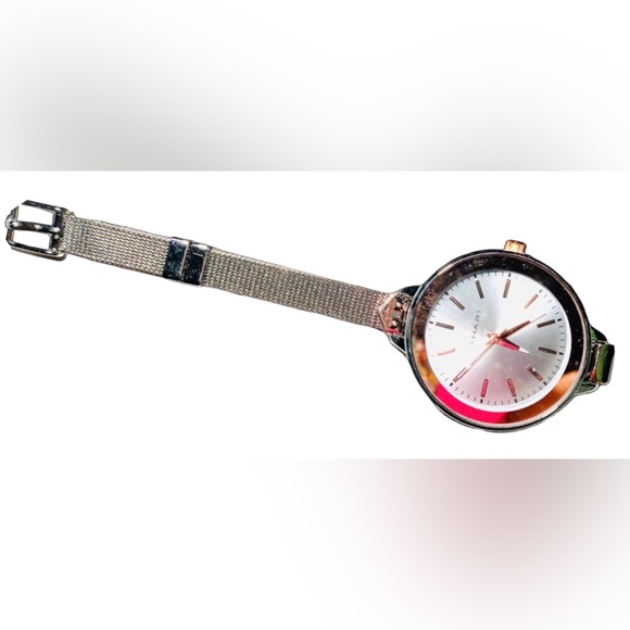 Tahari Rose Gold Dial Women's Jeweled Mesh Strap Band Watch - Metallic Multi - Picture 3 of 4